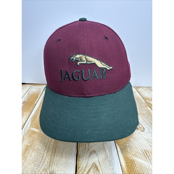 VTG Jaguar Hat Car Racing Automotive Hat Cap Wool Size 7 1/8 New Era Maroon